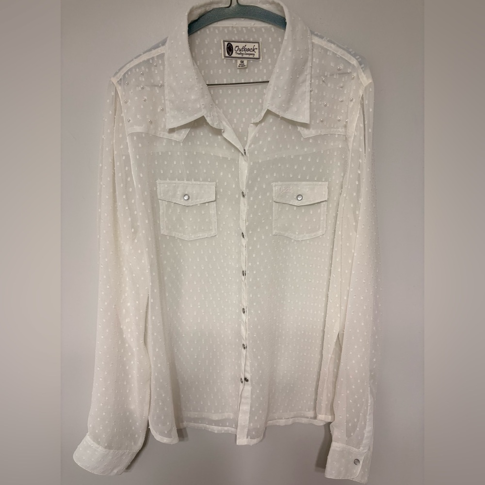 OUTBACK White Sheer Button-Up Blouse